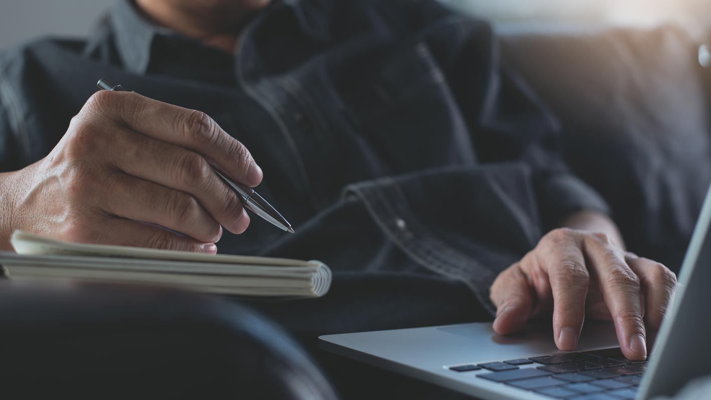 Person studying on laptop