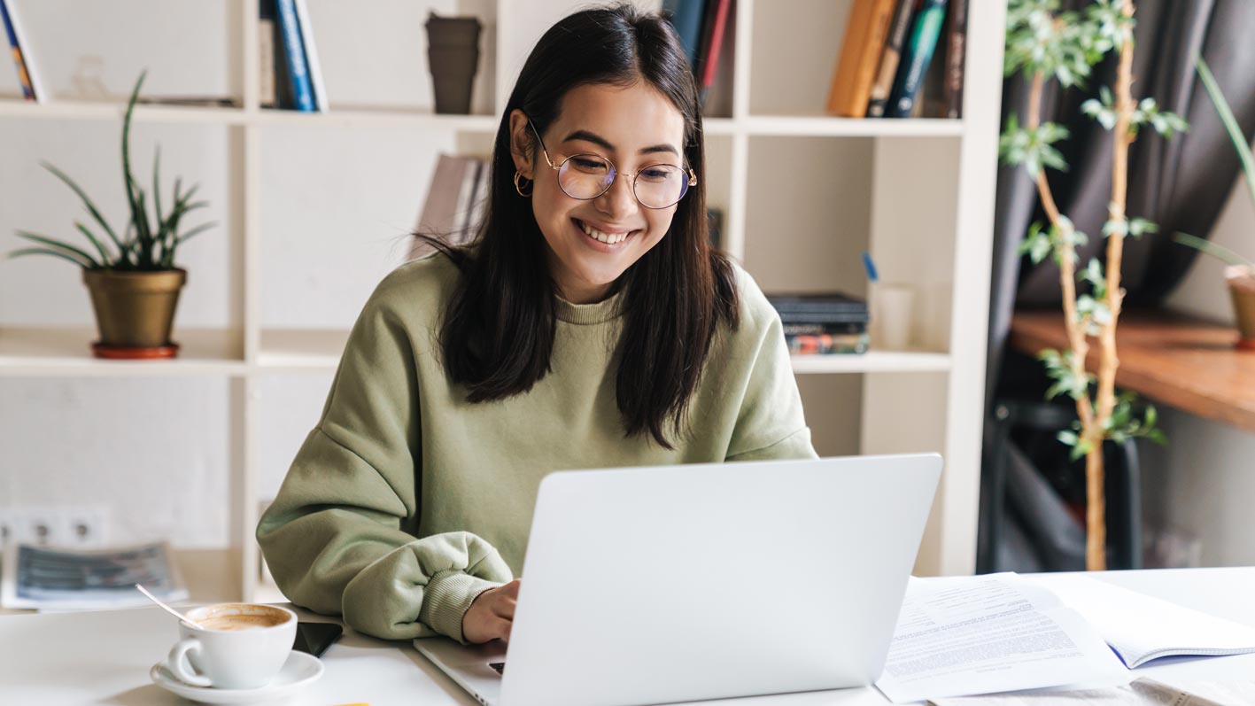 Woman working on laptop