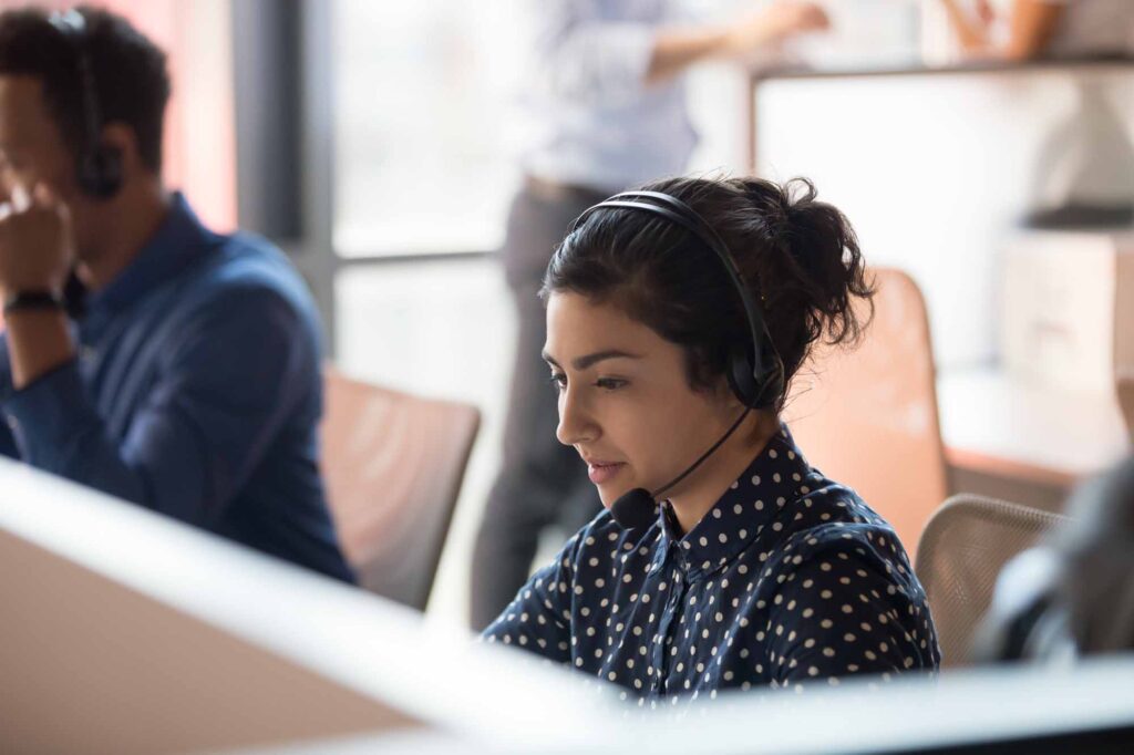 Helpline call centre agent operator