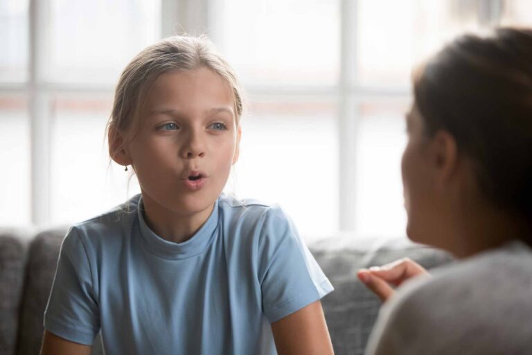 Young girl talking