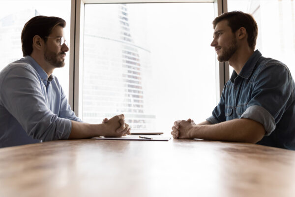 two colleagues having a conversation