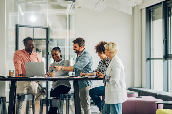 A group of people in a meeting