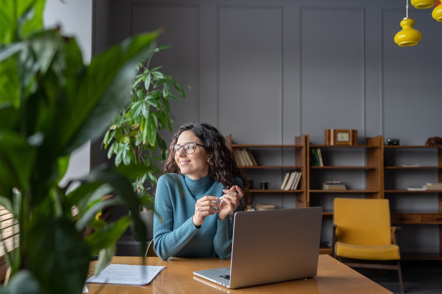 Woman taking a break from work