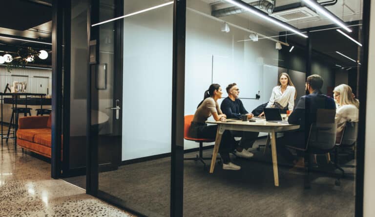 team working in an office