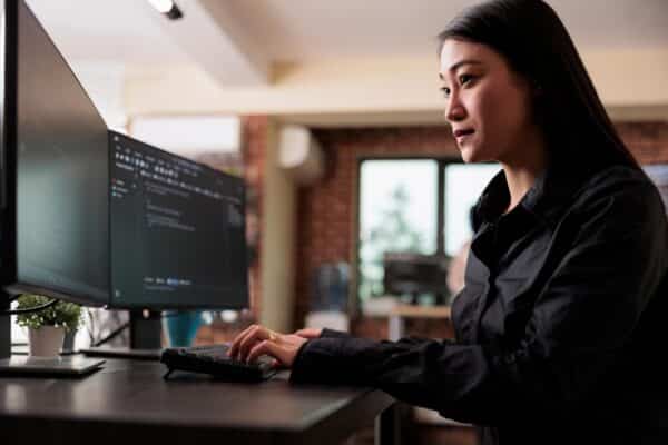 Woman at a computer