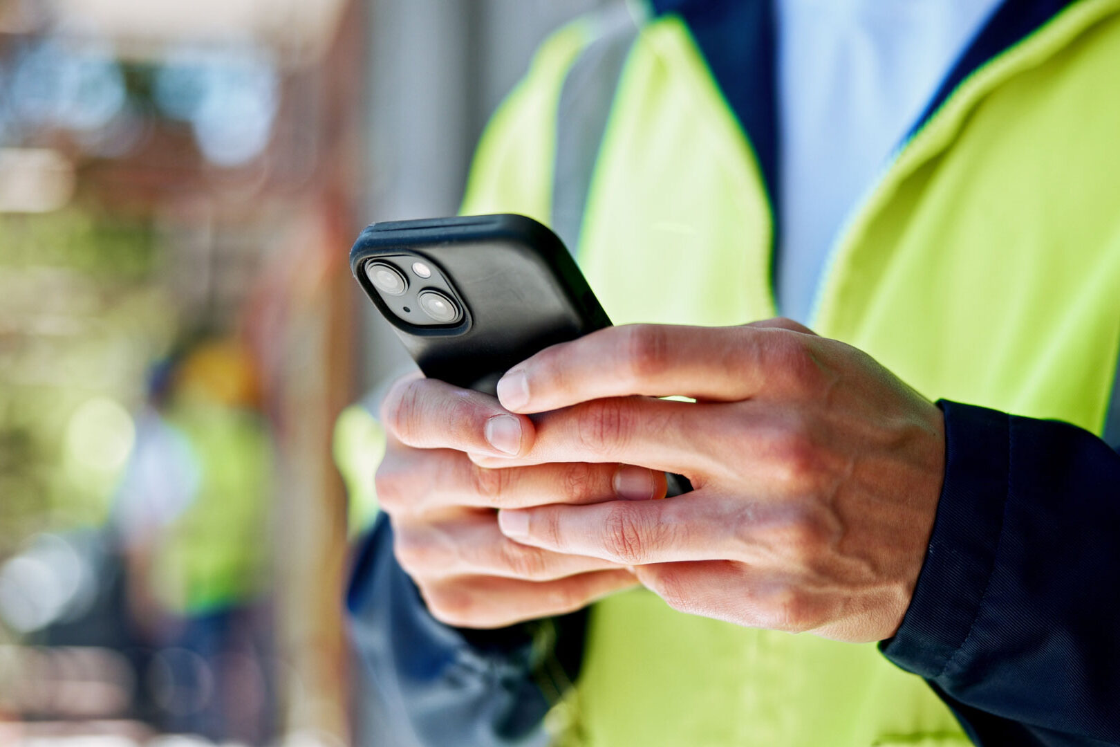 Construction person on phone